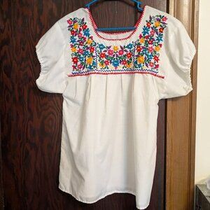 Beautiful Handmade Embroidered Mexican Blouse